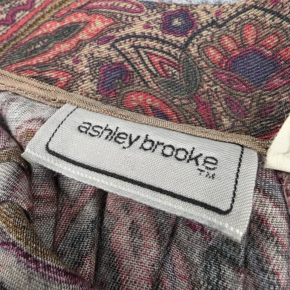 Vintage Ashley Brooke Skirt Womens 14 Multicolor Paisley Rayon Maxi Made USA